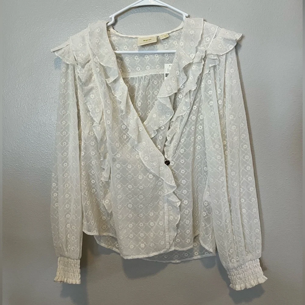NWT Anthropologie Maeve Laila Ruffled Blouse 10 Bohemian Cottagecore MSRP $110 - Picture 9 of 9